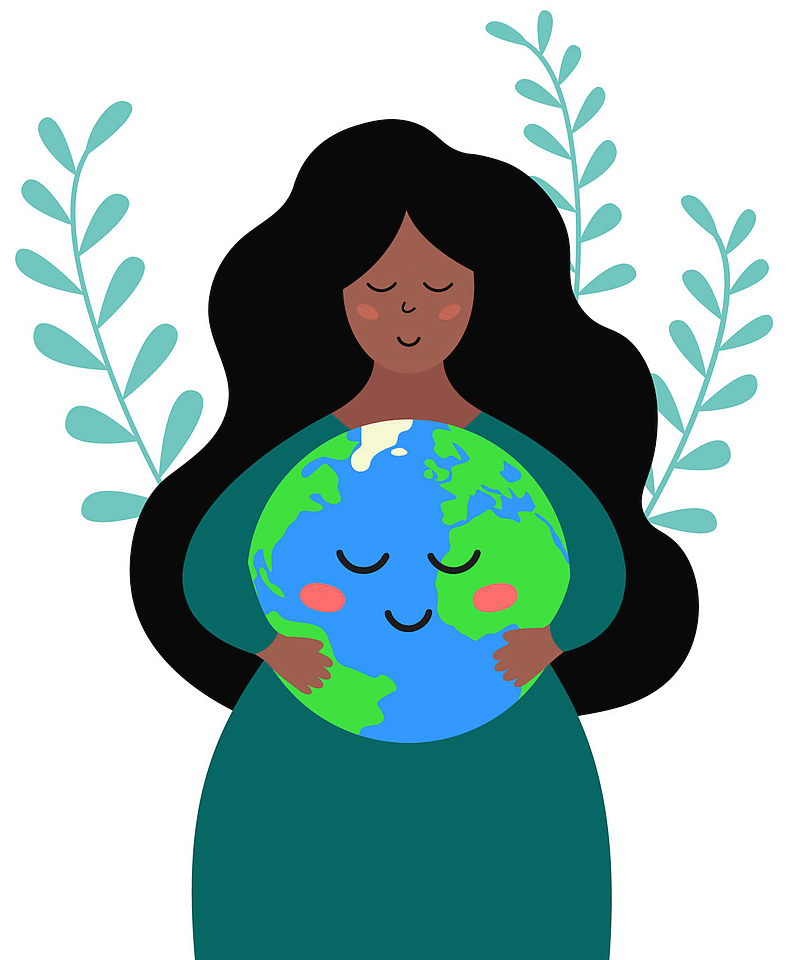 Frau, die die Erde in den Armen hält